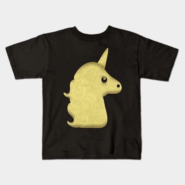 Gold Unicorn Kids T-Shirt by Imutobi